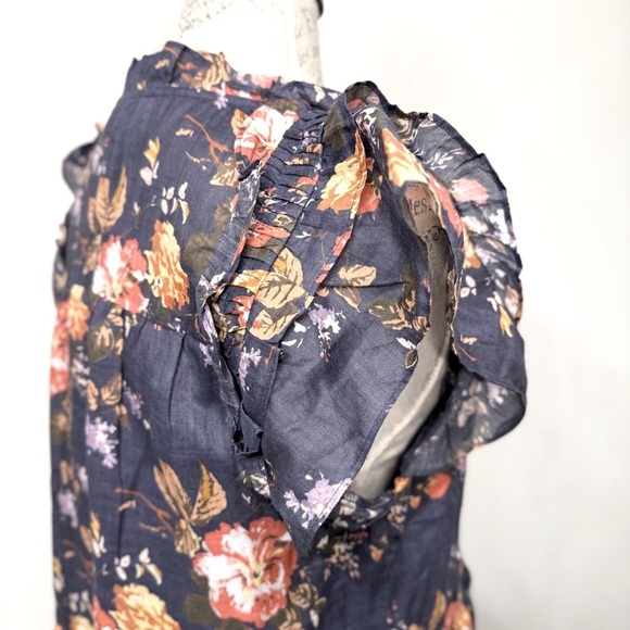 Sea New York Navy and Orange Floral Midi Dress - Picture 7 of 8